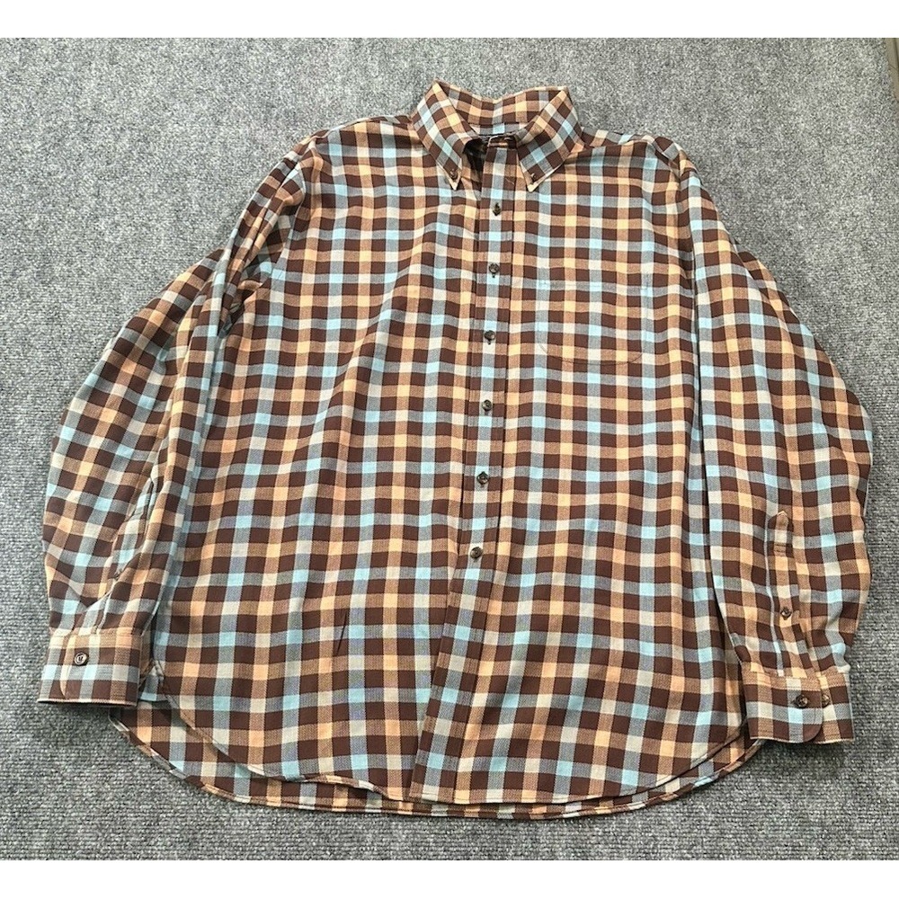 Brooks Brothers Mens L Country Club Brown Plaid L/S Button Shirt Cashmere Blend